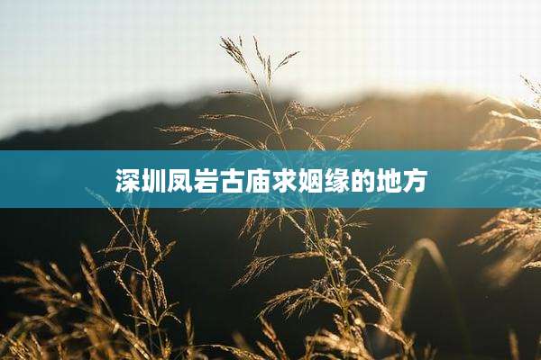 深圳凤岩古庙求姻缘的地方