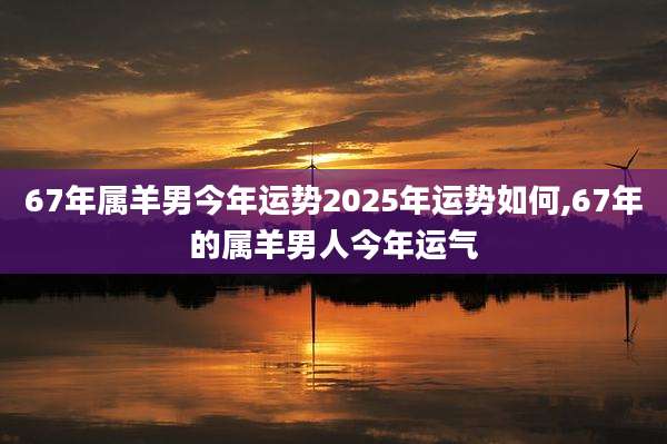 67年属羊男今年运势2025年运势如何,67年的属羊男人今年运气