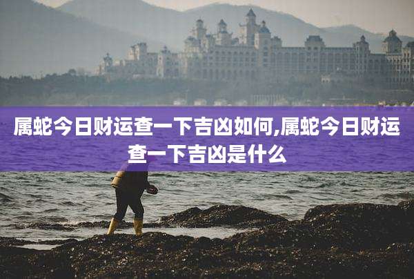 属蛇今日财运查一下吉凶如何,属蛇今日财运查一下吉凶是什么