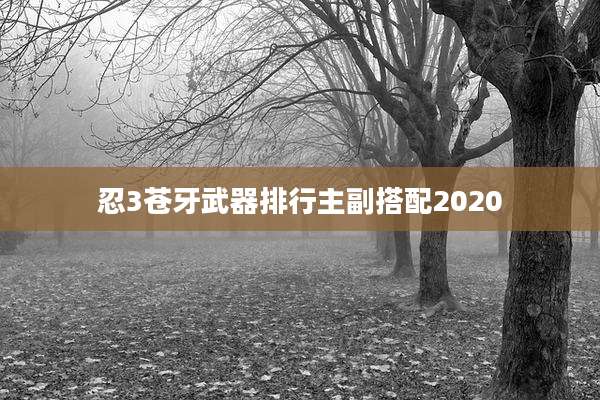 忍3苍牙武器排行主副搭配2020