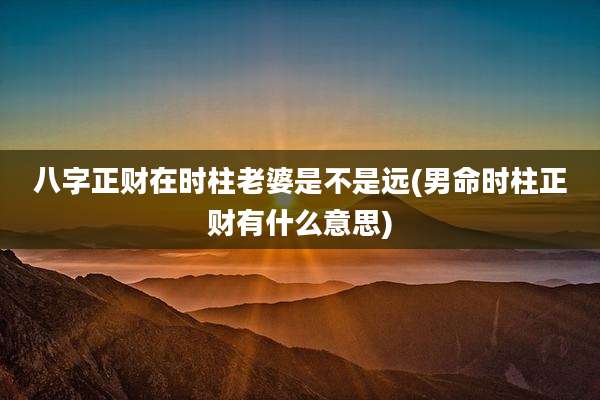 八字正财在时柱老婆是不是远(男命时柱正财有什么意思)