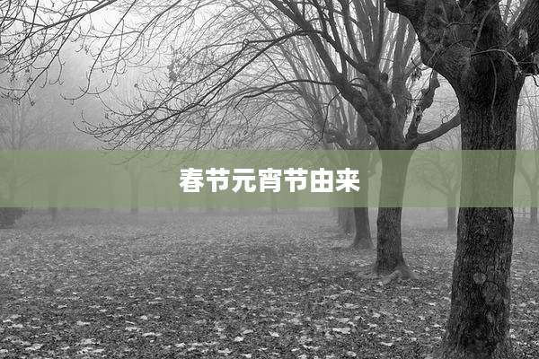 春节元宵节由来