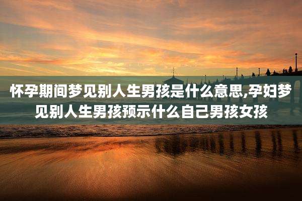 怀孕期间梦见别人生男孩是什么意思,孕妇梦见别人生男孩预示什么自己男孩女孩