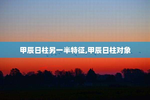 甲辰日柱另一半特征,甲辰日柱对象