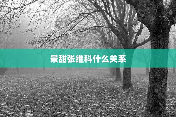 景甜张继科什么关系