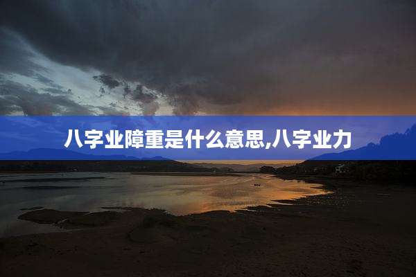 八字业障重是什么意思,八字业力