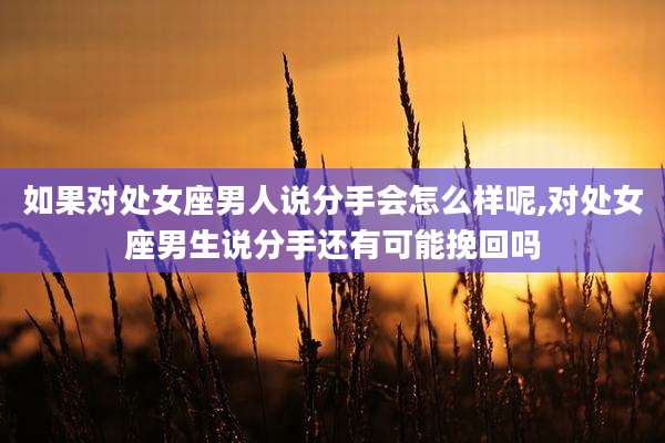 如果对处女座男人说分手会怎么样呢,对处女座男生说分手还有可能挽回吗