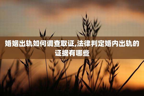 婚姻出轨如何调查取证,法律判定婚内出轨的证据有哪些