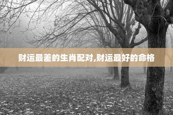 财运最差的生肖配对,财运最好的命格