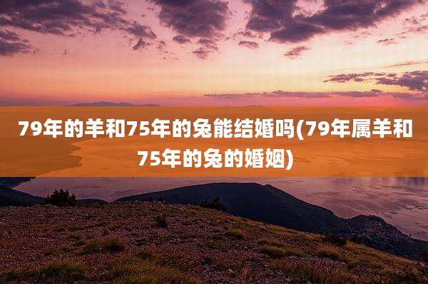 79年的羊和75年的兔能结婚吗(79年属羊和75年的兔的婚姻)