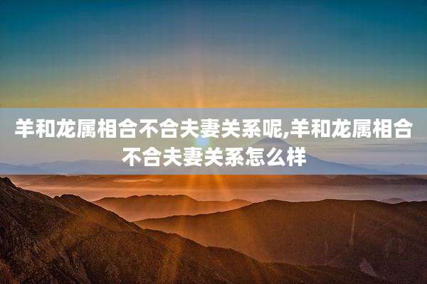 羊和龙属相合不合夫妻关系呢,羊和龙属相合不合夫妻关系怎么样