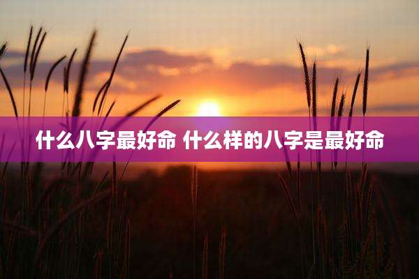 什么八字最好命 什么样的八字是最好命