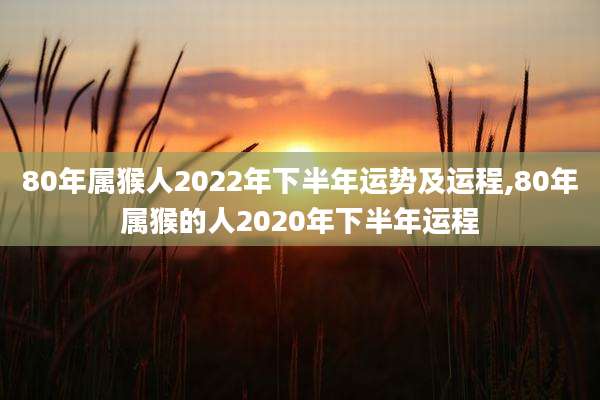 80年属猴人2022年下半年运势及运程,80年属猴的人2020年下半年运程