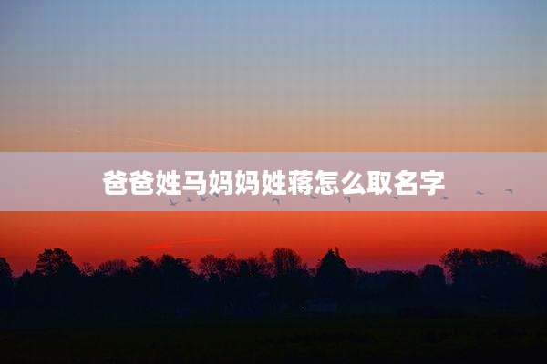 爸爸姓马妈妈姓蒋怎么取名字