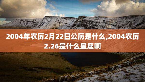 2004年农历2月22日公历是什么,2004农历2.26是什么星座啊
