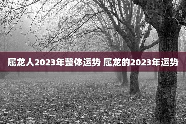 属龙人2023年整体运势 属龙的2023年运势
