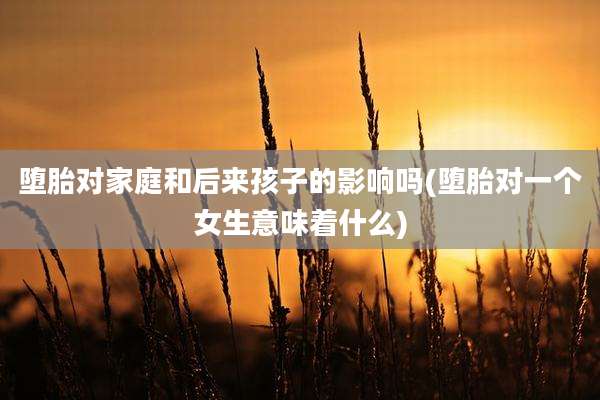 堕胎对家庭和后来孩子的影响吗(堕胎对一个女生意味着什么)