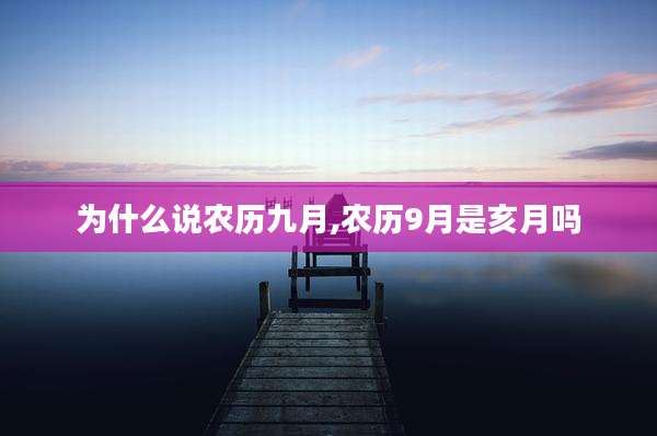 为什么说农历九月,农历9月是亥月吗