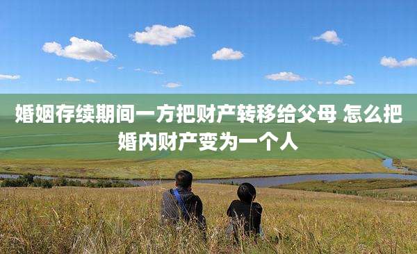 婚姻存续期间一方把财产转移给父母 怎么把婚内财产变为一个人