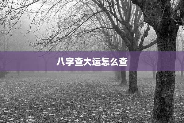 八字查大运怎么查