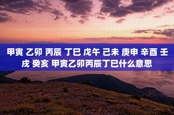 甲寅 乙卯 丙辰 丁巳 戊午 己未 庚申 辛酉 壬戌 癸亥 甲寅乙卯丙辰丁巳什么意思