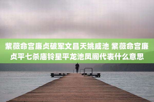 紫薇命宫廉贞破军文昌天姚咸池 紫薇命宫廉贞平七杀庙铃星平龙池凤阁代表什么意思