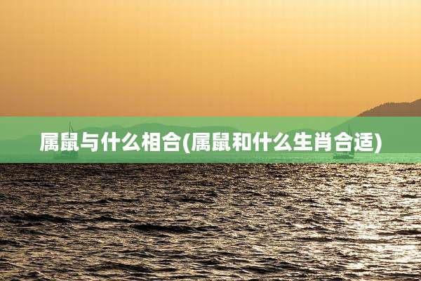 属鼠与什么相合(属鼠和什么生肖合适)