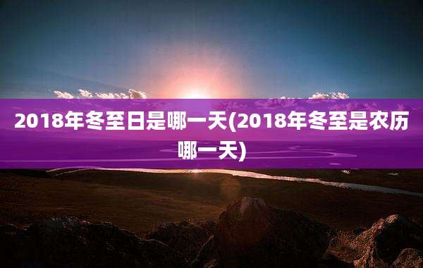 2018年冬至日是哪一天(2018年冬至是农历哪一天)
