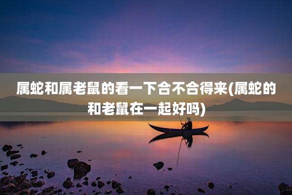属蛇和属老鼠的看一下合不合得来(属蛇的和老鼠在一起好吗)