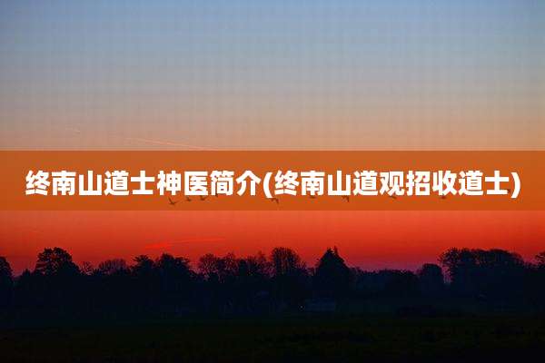 终南山道士神医简介(终南山道观招收道士)