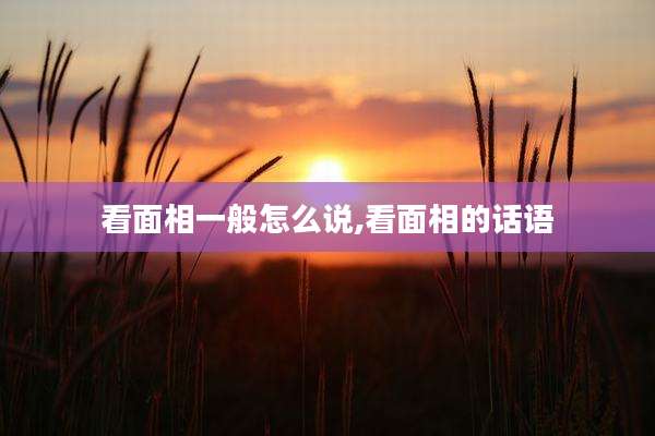 看面相一般怎么说,看面相的话语