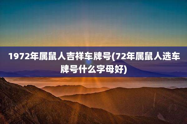 1972年属鼠人吉祥车牌号(72年属鼠人选车牌号什么字母好)