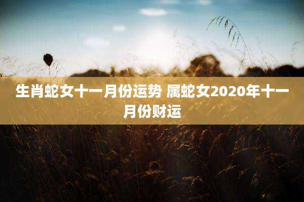 生肖蛇女十一月份运势 属蛇女2020年十一月份财运