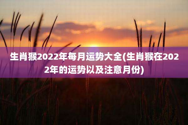 生肖猴2022年每月运势大全(生肖猴在2022年的运势以及注意月份)