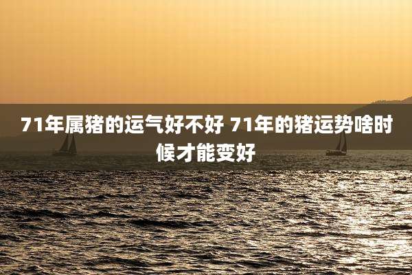 71年属猪的运气好不好 71年的猪运势啥时候才能变好