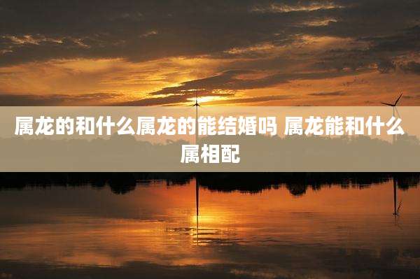 属龙的和什么属龙的能结婚吗 属龙能和什么属相配