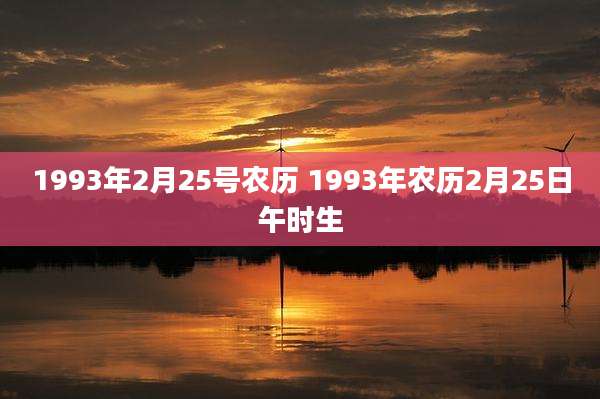 1993年2月25号农历 1993年农历2月25日午时生