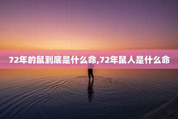 72年的鼠到底是什么命,72年鼠人是什么命