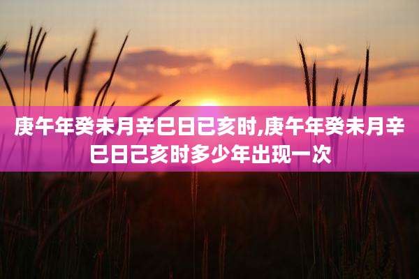 庚午年癸未月辛巳日已亥时,庚午年癸未月辛巳日己亥时多少年出现一次