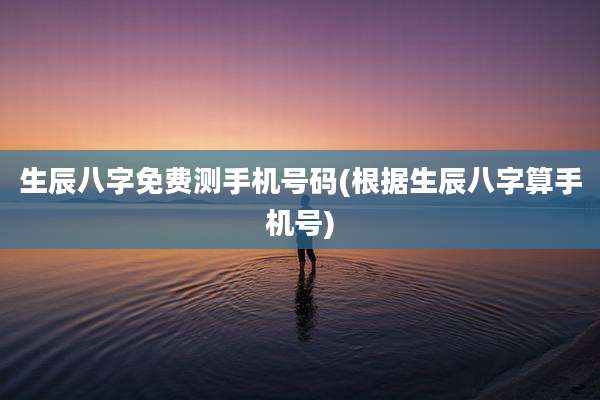 生辰八字免费测手机号码(根据生辰八字算手机号)