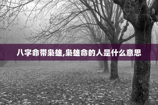 八字命带枭雄,枭雄命的人是什么意思
