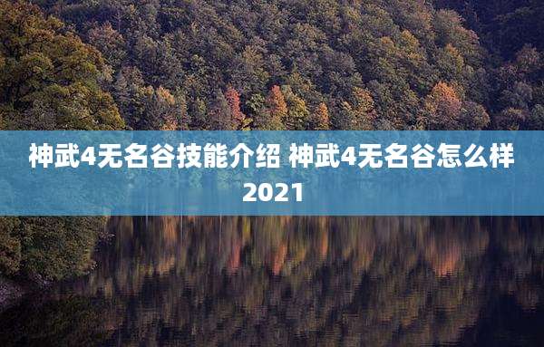 神武4无名谷技能介绍 神武4无名谷怎么样2021