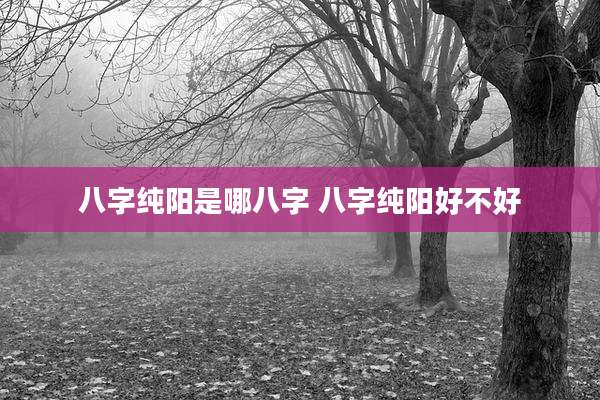 八字纯阳是哪八字 八字纯阳好不好