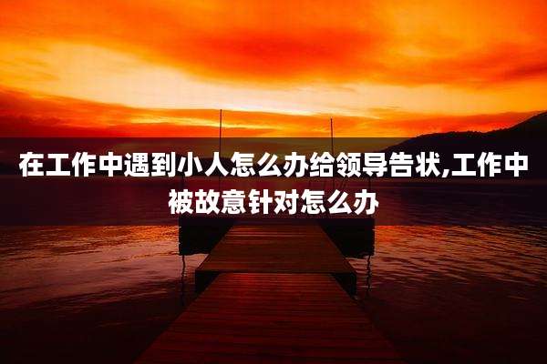 在工作中遇到小人怎么办给领导告状,工作中被故意针对怎么办