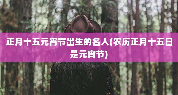 正月十五元宵节出生的名人(农历正月十五日是元宵节)