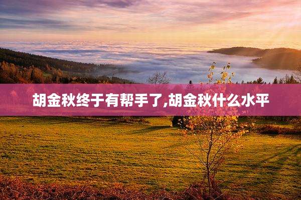 胡金秋终于有帮手了,胡金秋什么水平