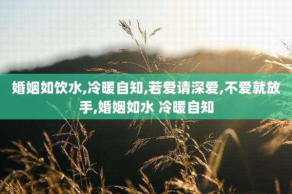 婚姻如饮水,冷暖自知,若爱请深爱,不爱就放手,婚姻如水 冷暖自知
