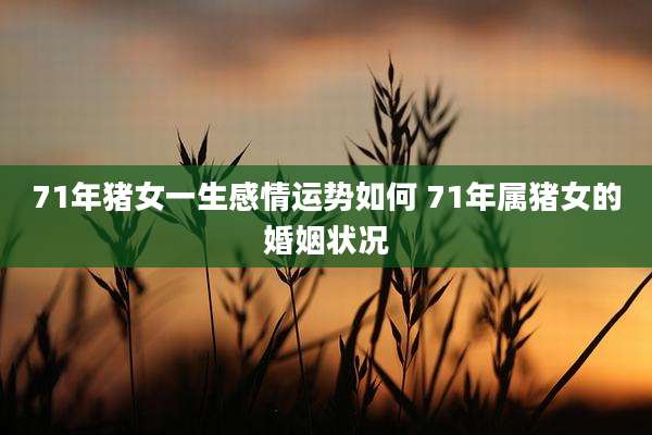 71年猪女一生感情运势如何 71年属猪女的婚姻状况