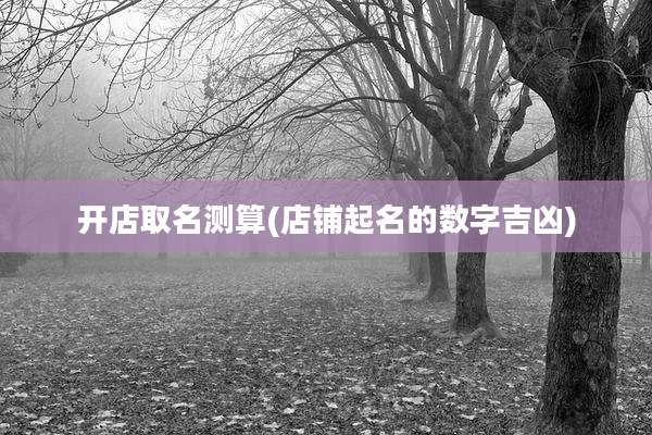 开店取名测算(店铺起名的数字吉凶)