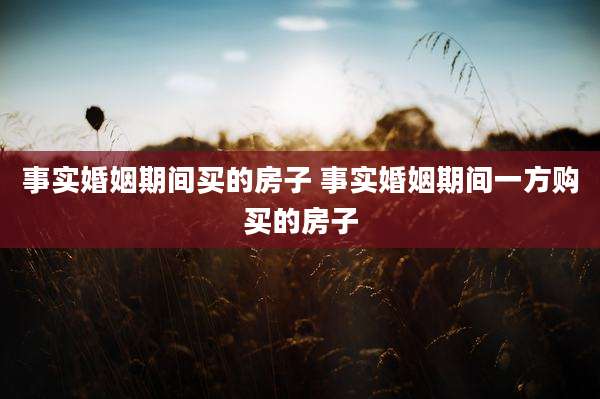 事实婚姻期间买的房子 事实婚姻期间一方购买的房子